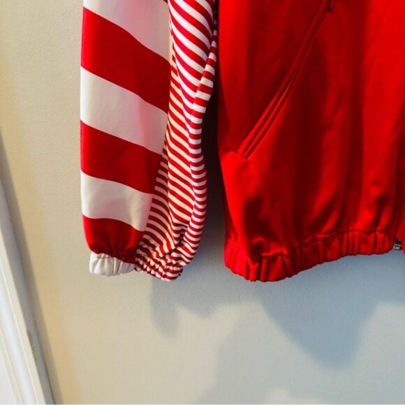 Vintage Red & White Striped Track Jacket Cospo Women’s Medium Oversized Dolman - Picture 6 of 11
